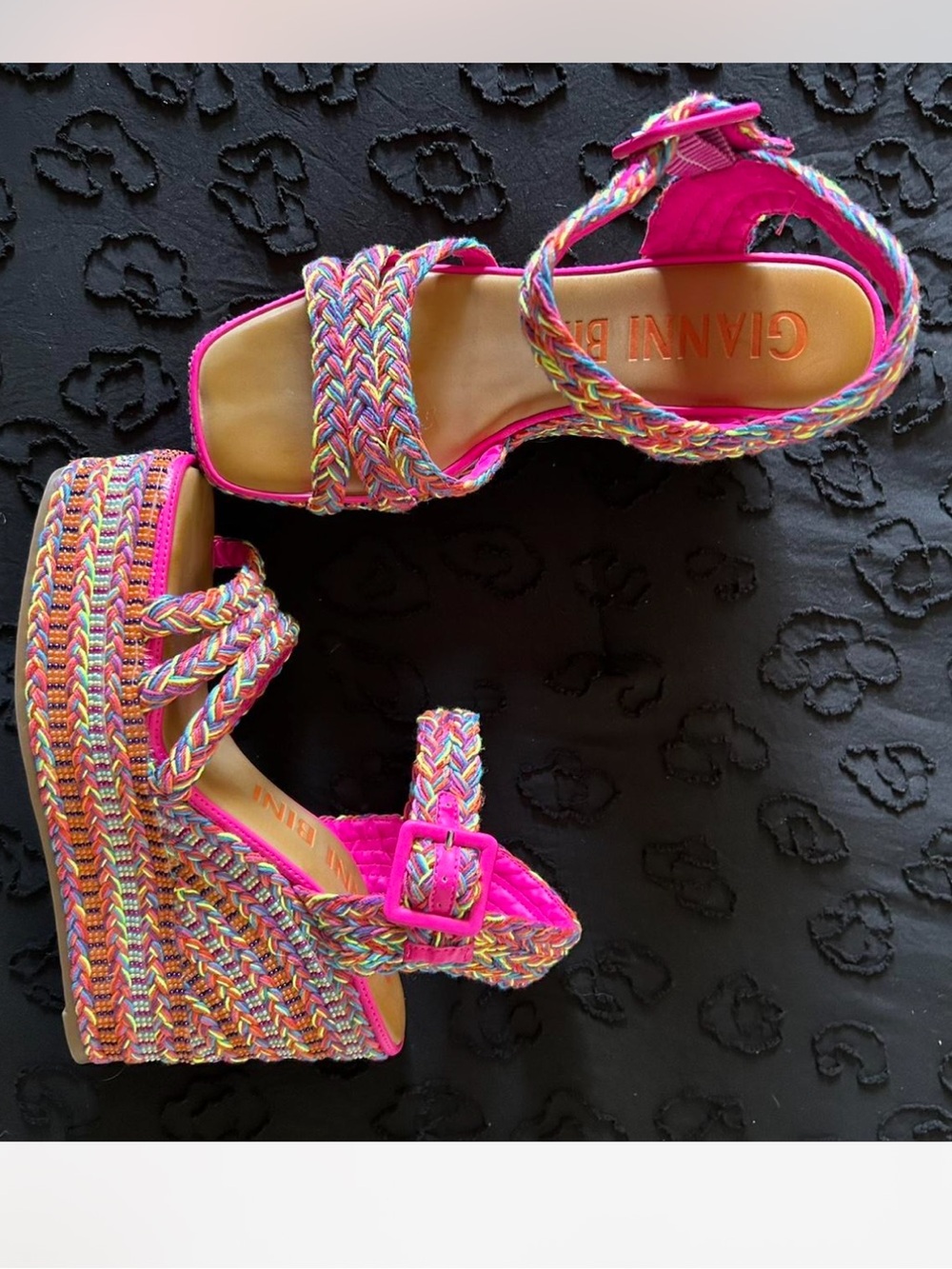 ISO Gianni Bini Rainbow Santi Woven Beaded Strappy Wedge Sandals— SIZE 8.5/9/9.5